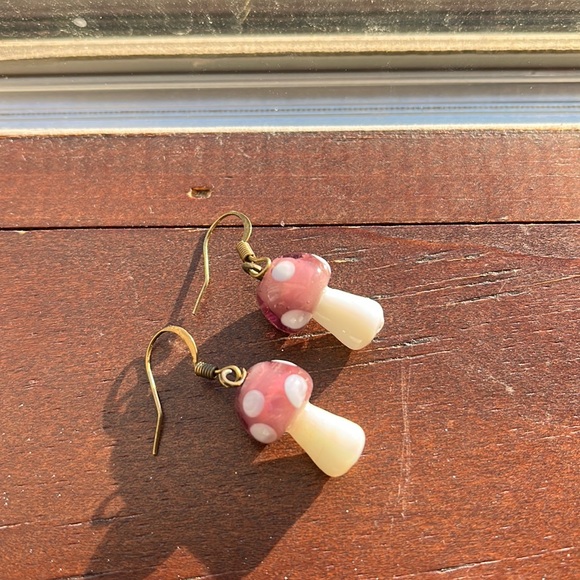 Purple mushroom earrings - Picture 2 of 6